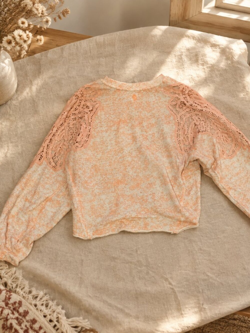 FREE PEOPLE Sun & Done Lace Tie Dye Sweat Shirt — Size X-Small